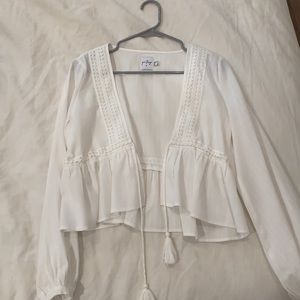 Polly white V-neck tie top